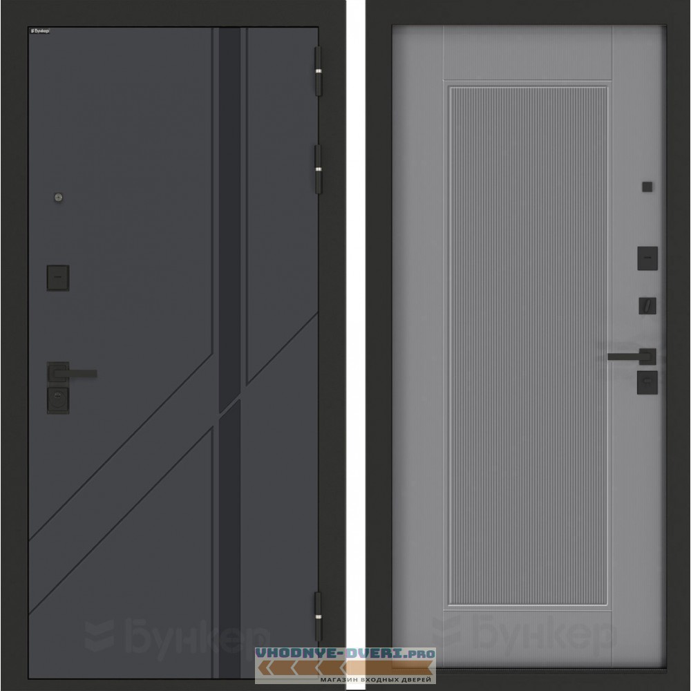 Входная дверь БН-12 с панелью АМСТРОД Серый софт рельеф