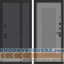 Входная дверь БН-12 с панелью АМСТРОД Серый софт рельеф