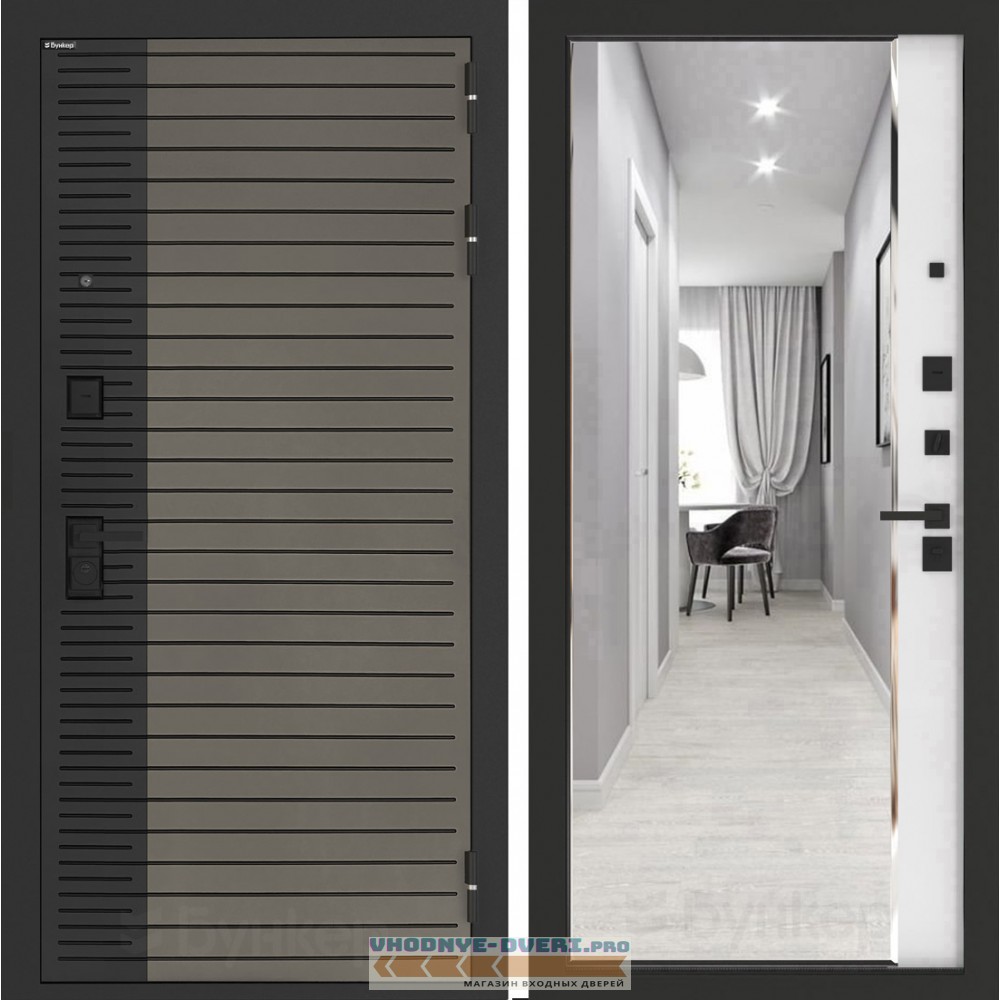 Входная дверь BN-15 с зеркалом ФЛЗ-618 Белый софт