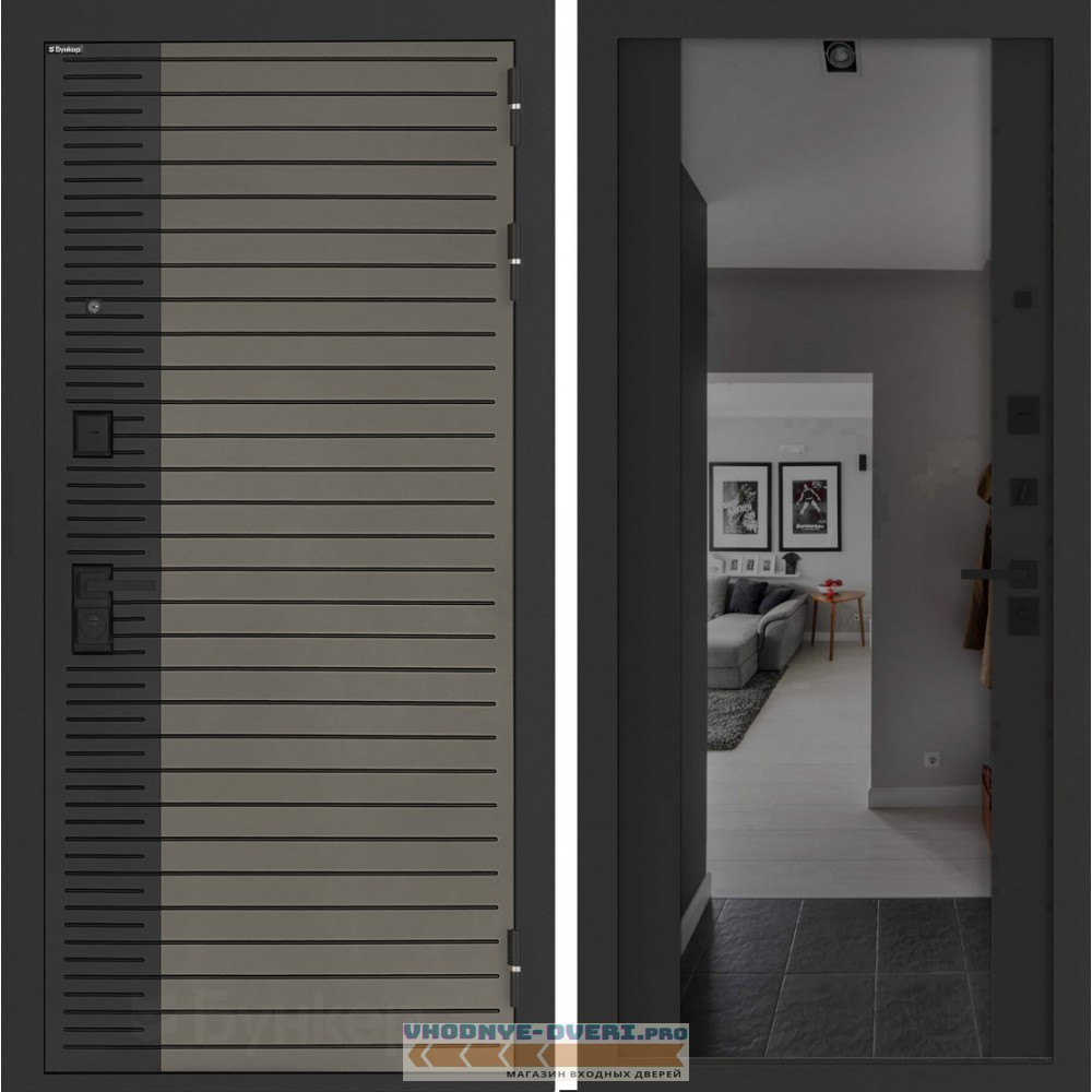 Входная дверь BN-15 с зеркалом (тонировка) ФЛЗ-1 Черный кварц