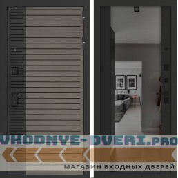 Входная дверь BN-15 с зеркалом (тонировка) ФЛЗ-1 Черный кварц