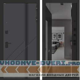 Входная дверь БН-12 с зеркалом (тонировка) ФЛЗ-618 Черный кварц