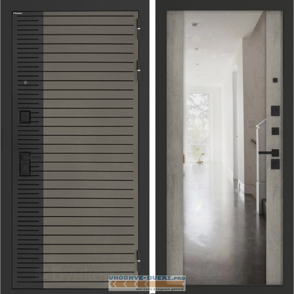 Входная дверь BN-15 с зеркалом ФЛЗ-1 Бетон серый (светлый)