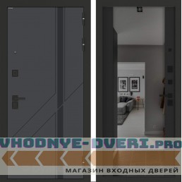 Входная дверь БН-12 с зеркалом (тонировка) ФЛЗ-1 Черный кварц