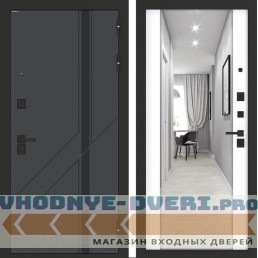 Входная дверь БН-12 с зеркалом ФЛЗ-1 Белый софт