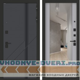 Входная дверь БН-12 с зеркалом ФЛЗ-1 Лайт грей софт