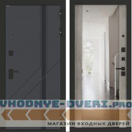 Входная дверь БН-12 с зеркалом ФЛЗ-1 Бетон серый (светлый)