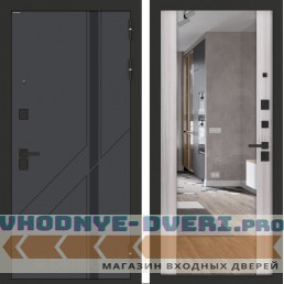 Входная дверь БН-12 с зеркалом ФЛЗ-1 Сандал белый