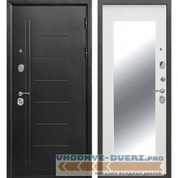 Входная металлическая дверь Троя Зеркало Maxi (Антик Серебро / Ясень белый)