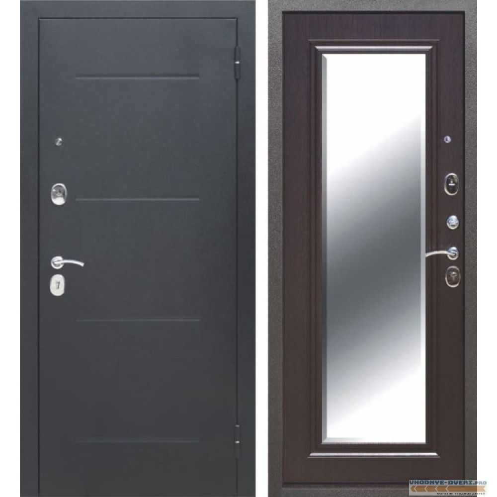 Входная металлическая дверь Гарда Зеркало (Антик Серебро / Венге)