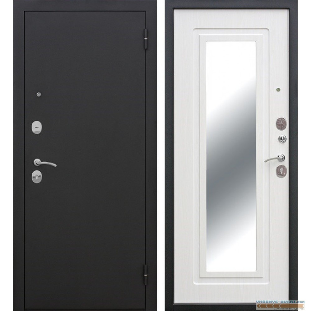 Входная металлическая дверь Царское Зеркало (Черный муар / Ясень белый)