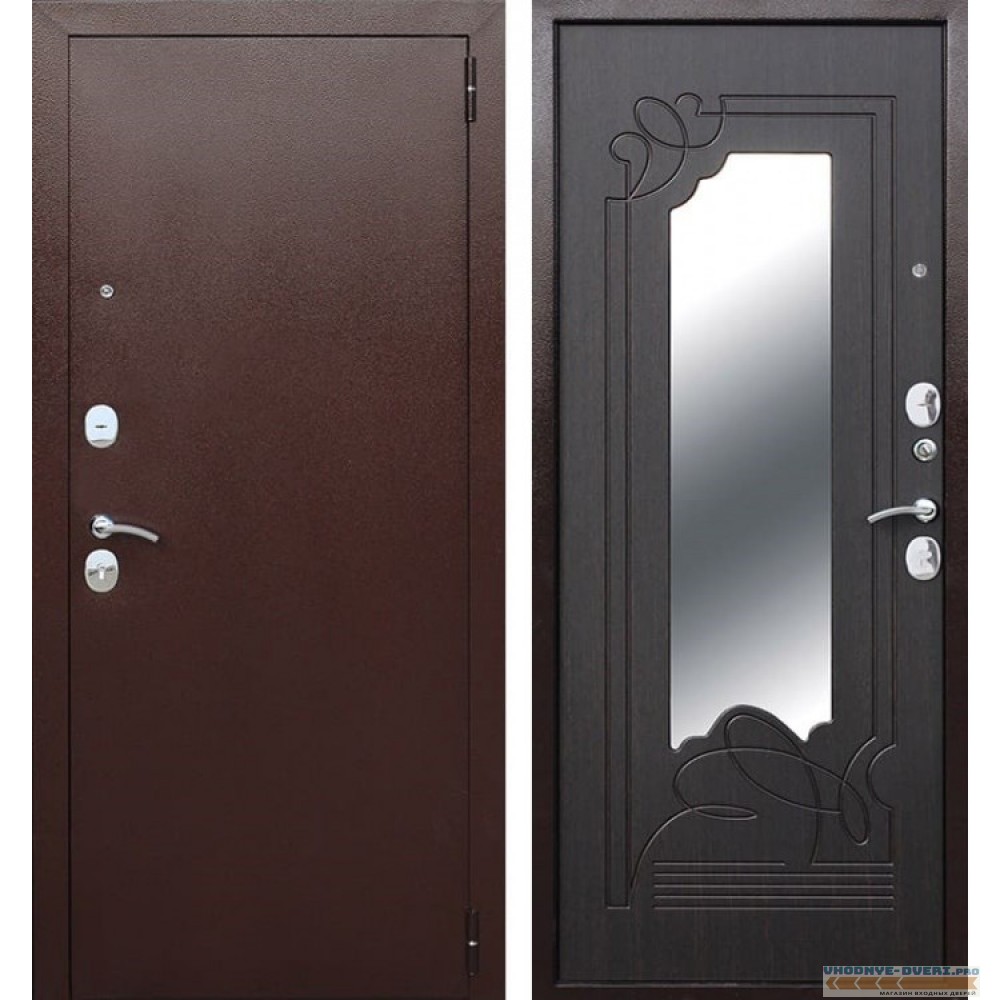 Входная металлическая дверь Ампир Зеркало (Антик Медь / Венге)
