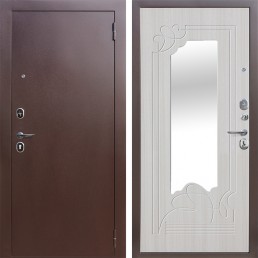 Входная металлическая дверь Ампир Зеркало (Антик Медь / Ясень белый)