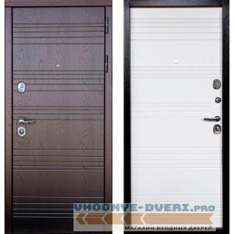 Входная металлическая дверь Министр 3К (Дуб фактурный горький шоколад / Белое дерево)