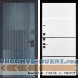 Входная дверь Гранит Бриони 079 Белый софт, черный молдинг