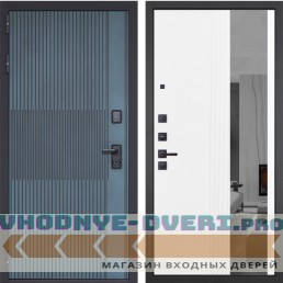 Входная дверь Гранит Бриони 085 Белый рельеф софт с тонированным зеркало