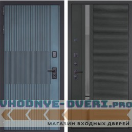 Входная дверь Гранит Бриони 090 Черный кварц с зеркальной тонированной вставкой