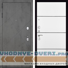 Входная дверь Гранит Дуэт 079 Белый софт, черный молдинг Входная дверь Гранит Дуэт 079 Белый софт, черный молдинг