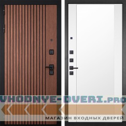 Входная дверь Гранит Шторм 024 Зеркало Макси белый матовый