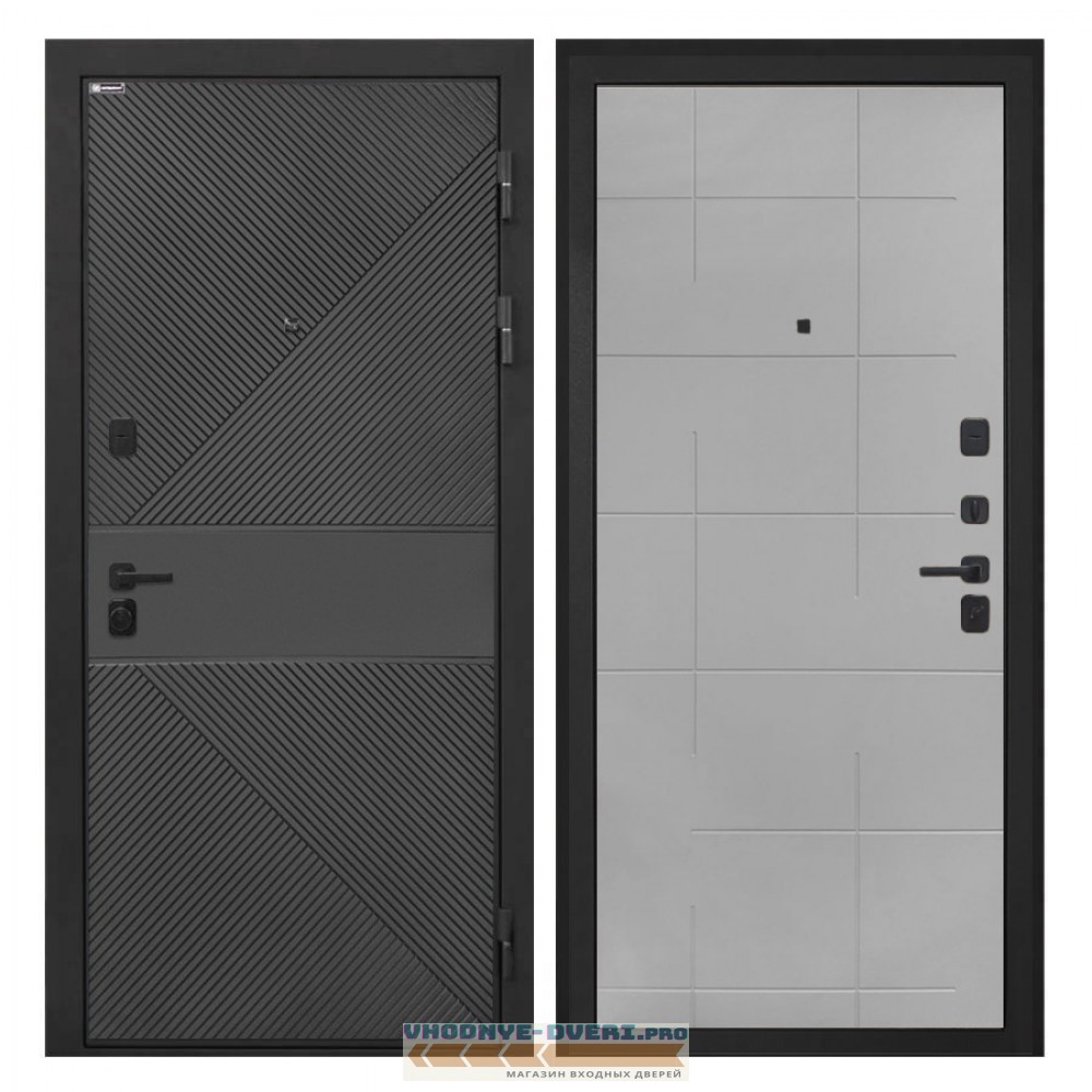 Интекрон Профит   ФЛ 613 черный (крашеный)   Мэджик Тин. ФЛ-6 Геометрия (антивандал., св.серый)