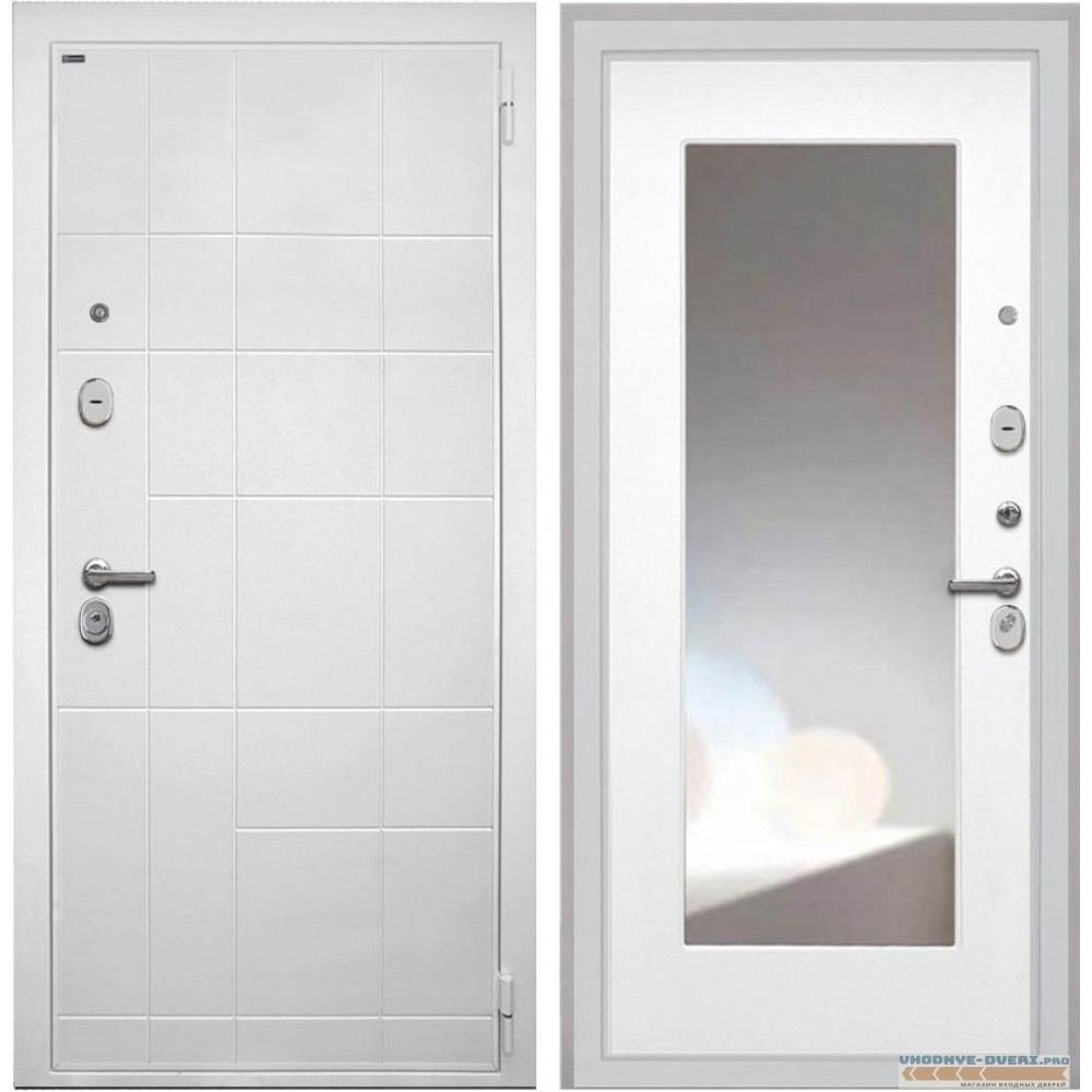 Дверь Интекрон Спарта Белая ФЛЗ-М с зеркалом (Белая матовая)