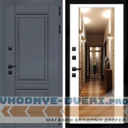 Входная дверь Inteko Афина Графит + Зеркало белый софт