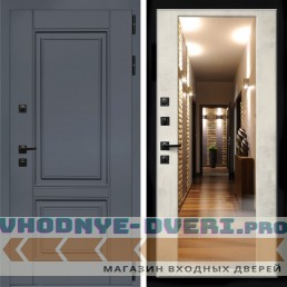 Входная дверь Inteko Афина Графит + Зеркало бетон светлый