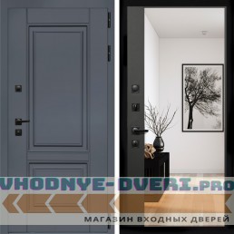 Входная дверь Inteko Афина Графит + Зеркало панорама Черный кварц