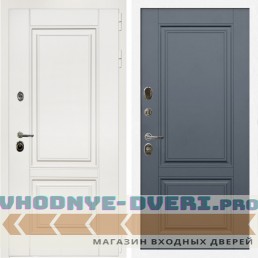 Входная дверь Inteko Афина Белый Мат + ФЛ-117 с полосками графит