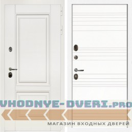 Входная дверь Inteko Афина Белый Мат + Горизонт дуб кантри