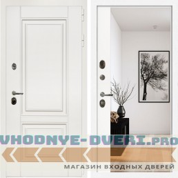 Входная дверь Inteko Афина Белый Мат + Зеркало панорама Белый софт