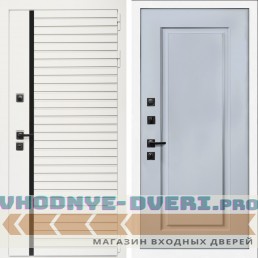 Входная дверь Inteko Агата Вайт (Бел мат, черное стекло) + ФЛ-119 силк маус