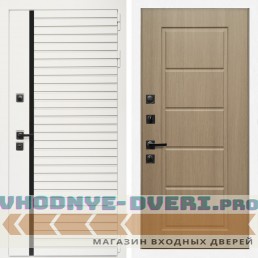 Входная дверь Inteko Агата Вайт (Бел мат, черное стекло) + ФЛ-39 эко дуб
