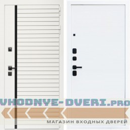 Входная дверь Inteko Агата Вайт (Бел мат, черное стекло) + Гладкая белый матовый