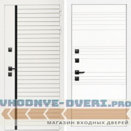 Входная дверь Inteko Агата Вайт (Бел мат, черное стекло) + Горизонт дуб кантри
