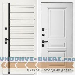 Входная дверь Inteko Агата Вайт (Бел мат, черное стекло) + Классика белый матовый