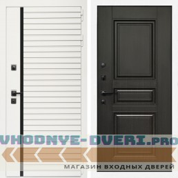 Входная дверь Inteko Агата Вайт (Бел мат, черное стекло) + Классика венге