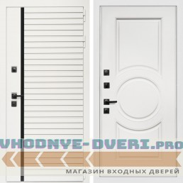 Входная дверь Inteko Агата Вайт (Бел мат, черное стекло) + МС-100 белый матовый