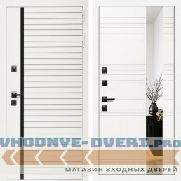 Входная дверь Inteko Агата Вайт (Бел мат, черное стекло) + Сити белый матовый
