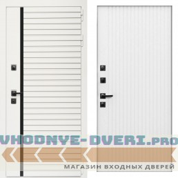 Входная дверь Inteko Агата Вайт (Бел мат, черное стекло) + Вертикаль белый матовый