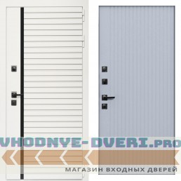 Входная дверь Inteko Агата Вайт (Бел мат, черное стекло) + Вертикаль Силк маус