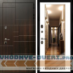 Входная дверь Inteko Домино + Зеркало белый софт