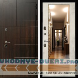 Входная дверь Inteko Домино + Зеркало бетон светлый