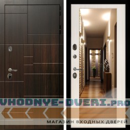 Входная дверь Inteko Домино + Зеркало сандал белый
