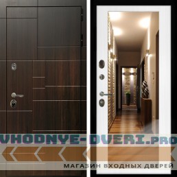 Входная дверь Inteko Домино + Зеркало беленый дуб