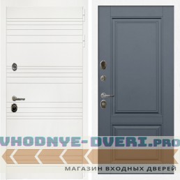 Входная дверь Inteko Гранд Белый + ФЛ-117 с полосками графит