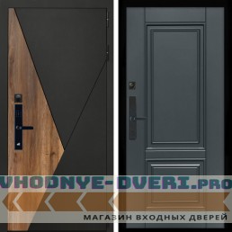 Входная дверь Inteko Гранит SMART + ФЛ-117 с полосками графит