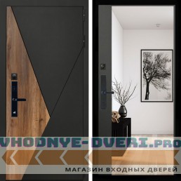 Входная дверь Inteko Гранит SMART + Зеркало панорама Черный кварц