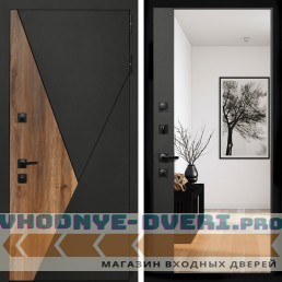 Входная дверь Inteko Гранит + Зеркало панорама Черный кварц