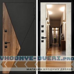 Входная дверь Inteko Гранит + Зеркало бетон светлый